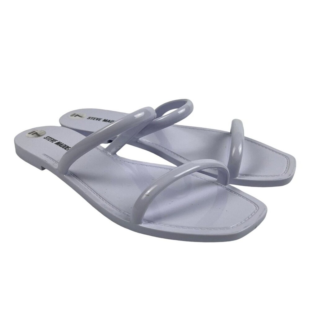 Steve Madden Pike Sandals Jelly Pastel Lilac Lavender Double Strap Flat SF2372